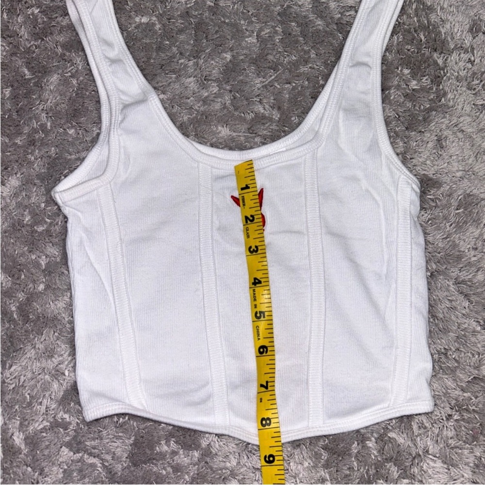 Women’s White Playboy Crop Tank Top Xs - Picture 7 of 7